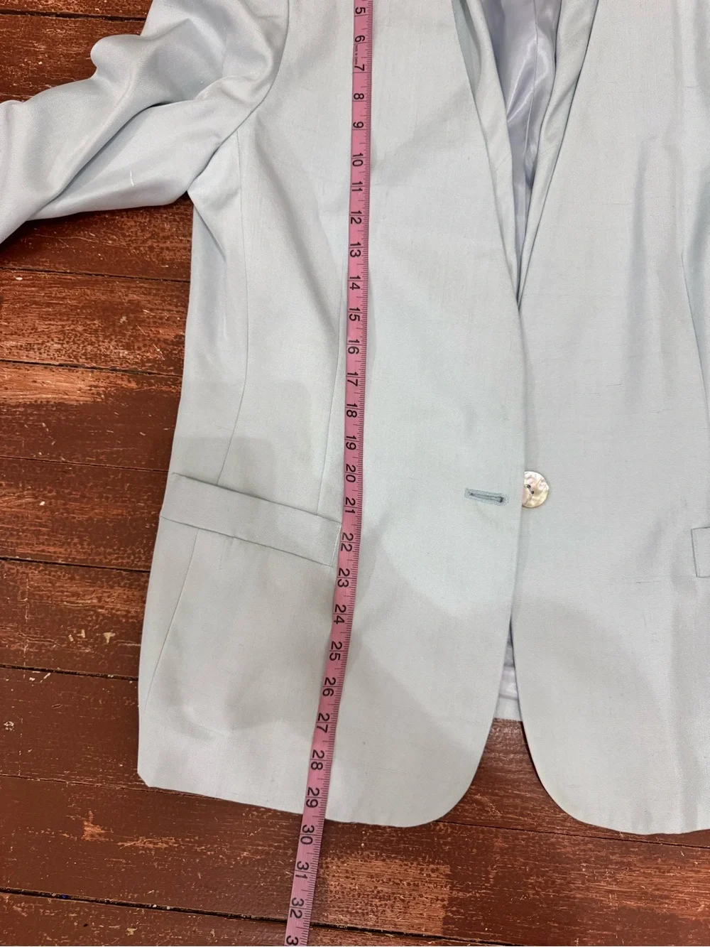 Vintage Christian Dior 100% Silk Blazer Size 16 Light Blue Made Korea
